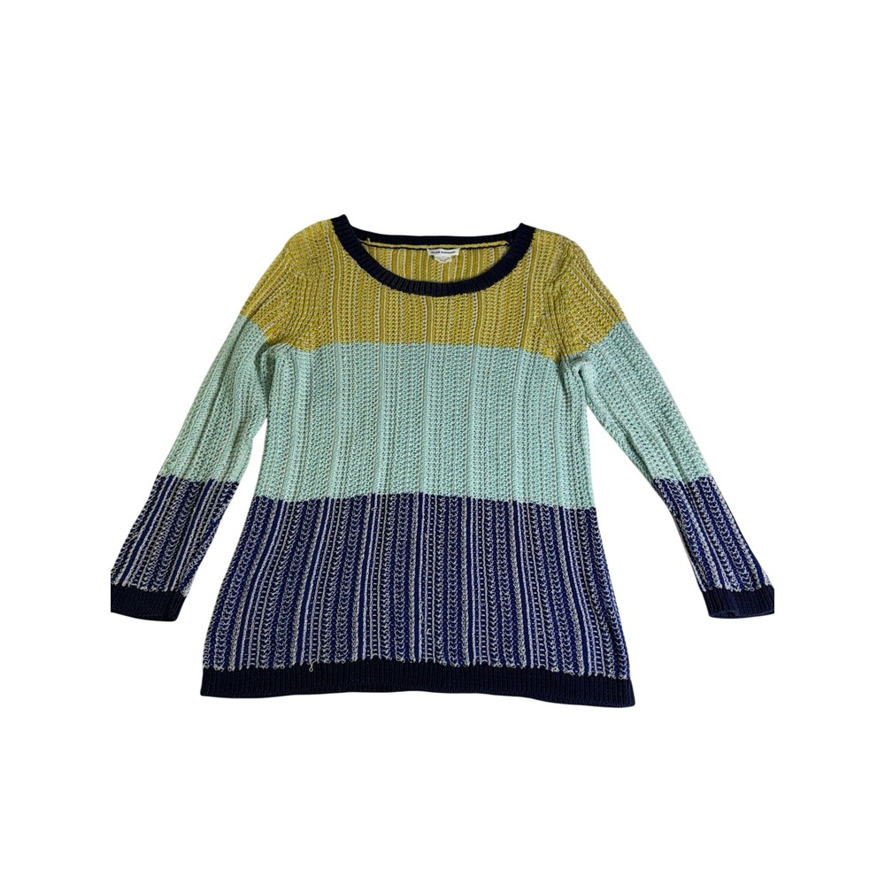 Club Monaco Sweater Women‎ Medium Multicolor Excellent Colorblock Open Knit